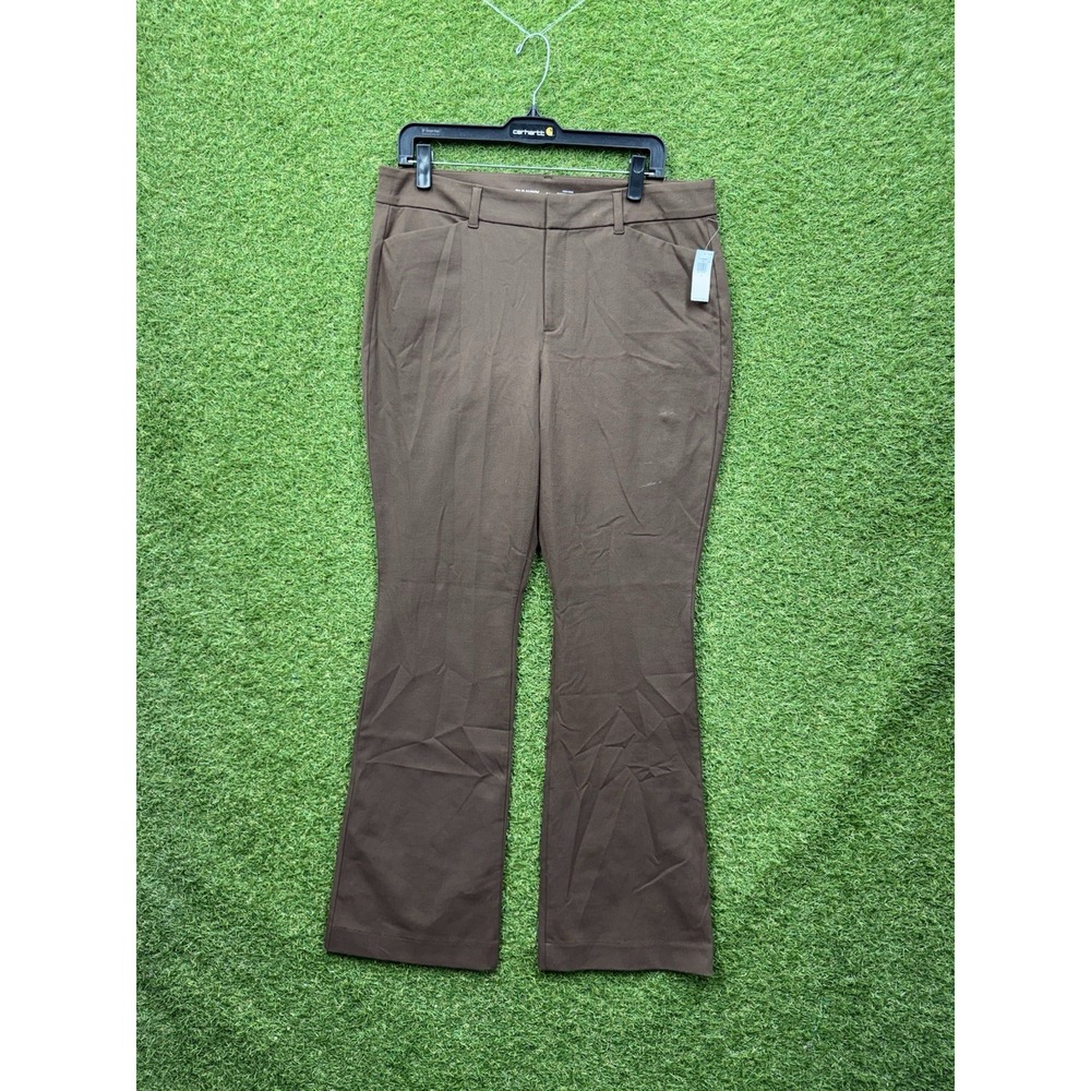 Old Navy Dress Pants Womens 14 Pixie Flare High Rise Career Brown Stretch NWT